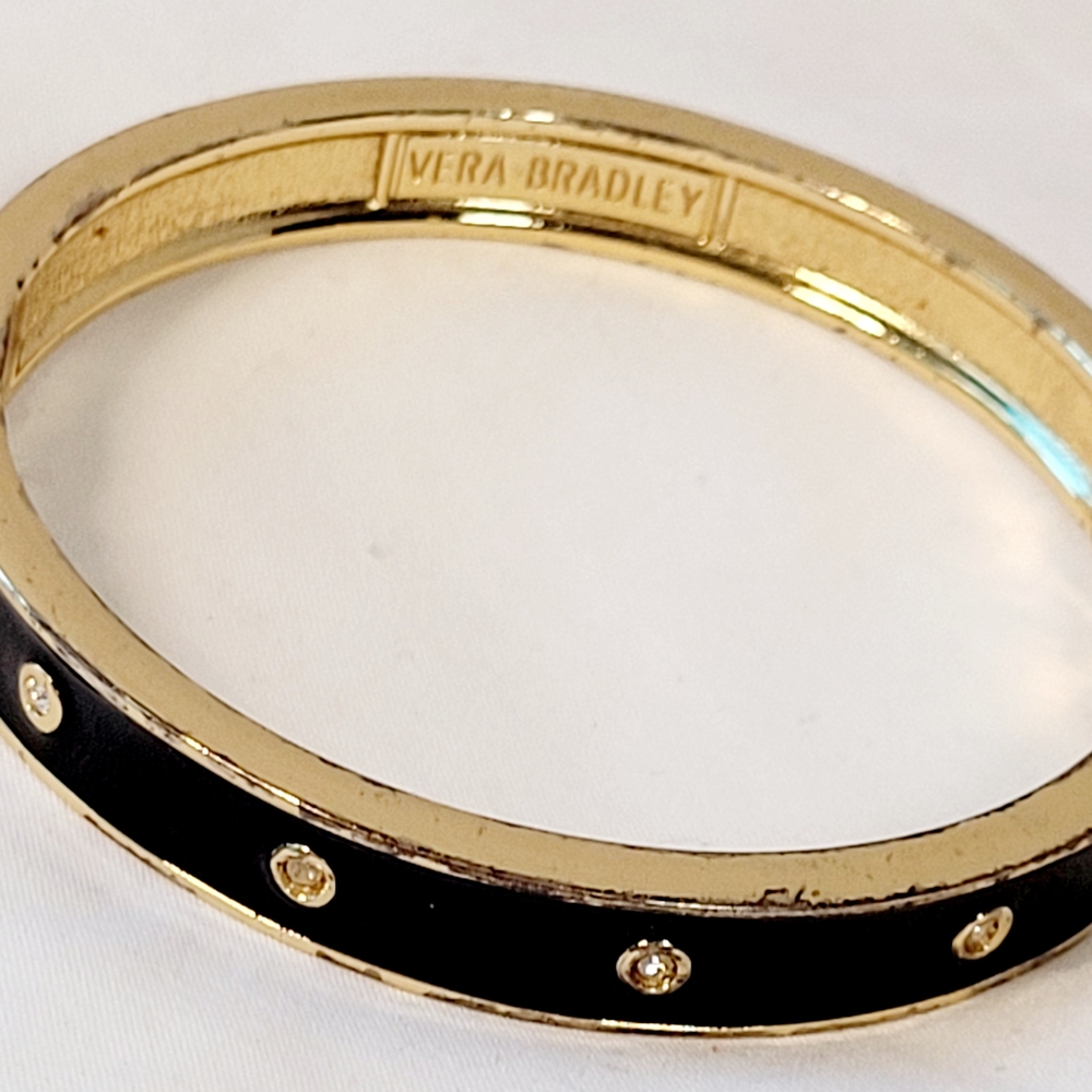 Vera Bradley Gold Black Rhinestone  Enamel Bangle Bracelet